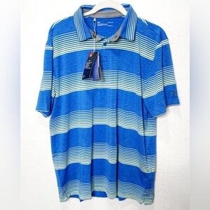 Under Armour HeatGear Men’s Performance Golf Polo Shirt Blue Sweat Wicking Large